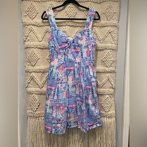 Lilly Pulitzer Cyndi A-line Dress - Whisper Blue Yeah Buoy Print - Size 6